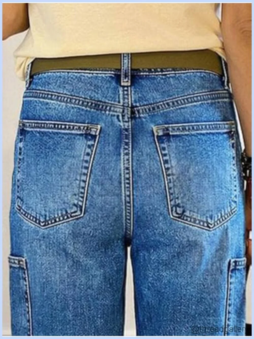 High Rise Straight Leg Bermuda Denim Shorts Patch Pockets